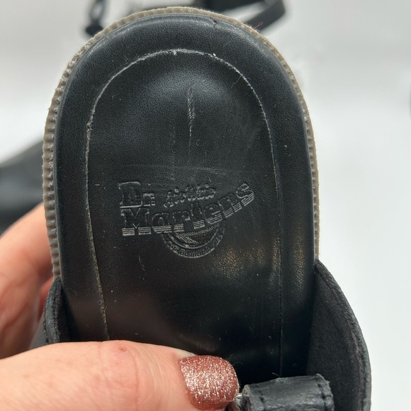 RARE DR MARTENS LAINA Leather Black LACE WEDGE  SANDALS SIZE 7 - Picture 6 of 10